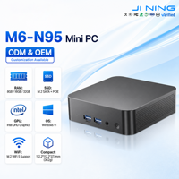 Pabrik Grosir Mini PC N95 Intel UHD Graphics Windows11 RAM 8GB/16GB Opsional Dual M.2 SSD, WIFI5 Hitam PC Bentuk Kecil Ringkas