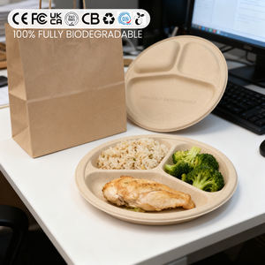 Platos de Comida Biodegradables Resistentes al Calor, Hechos de Cáscara de Arroz, Platos Desechables de Grado Alimenticio para Catering Institucional - Product Image 3