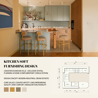 Kabinet Dinding Dapur Tahan Air dari Kayu Solid Ramah Lingkungan Modern Desain Satu Ruang