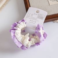 MUJU B231 Lot de 2 chouchous en dentelle double couche 7,5 cm en tissu brodé, avec carte code-barres, prêt à la vente, faible MOQ