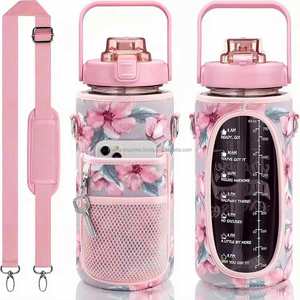 Gym Water Bottles <b>Jug</b> Big Capacity Custom Plastic Motivational 1.5L/2L Eco-Friendly Straw Unisex Party Sleeve Wholesale MR Brand - Product Image 1