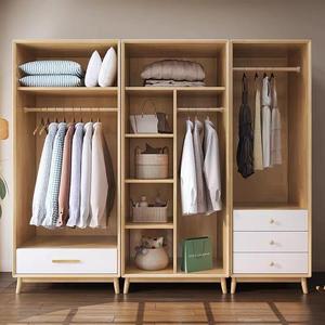 <b>White</b> <b>Solid</b> <b>Wood</b> <b>Wardrobe</b> Hinged Door 3 Drawers Space Saving Bedroom Storage Cabinet For Children Adults Elderly - Product Image 4