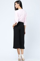 Fabricant ODM/OEM – Pantalon Culotte Femme Décontracté Tissé à Jambes Larges, Taille Mi-Haute Élastique, Teint en Pièce, Coupe Droite Courte – 65%