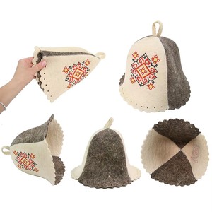Casquette de sauna russe en feutre de laine originale de qualité supérieure avec logo brodé personnalisé pour hommes et femmes, idéale pour la sudation thermique et la vapeur. - Product Image 2