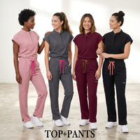 Nouveaux ensembles de blouses médicales pour femmes, uniformes d'infirmières personnalisés en gros, tenues de spa élégantes à manches courtes