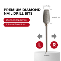 SHUANGJIA Fraise à ongles conique en acier inoxydable, à rainures spirales, électroplaquée diamant, de sécurité, pour manucure en salon, forme baril