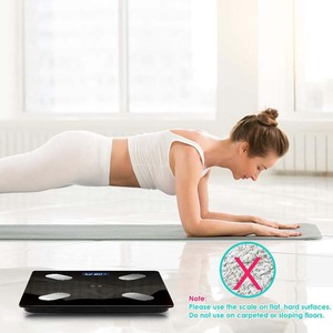 बीएमआई डिजिटल शरीर में वसा पैमाने एप्लिकेशन वजन फैशन काले डिजिटल प्रदर्शन सफेद सौर ऊर्जा आयत स्मार्ट रसोई बाथरूम पैमाने - Product Image 6