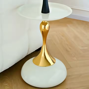 Table à thé canapé côté table basse ensemble table <span class=keywords><strong>d</strong></span>'appoint en marbre blanc de luxe approvisionnement <span class=keywords><strong>d</strong></span>'usine Design nordique rond marbre métal fer moderne - Product Image 3