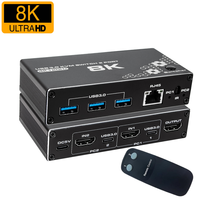 Commutateur KVM HDMI 8K 2 entrées 1 sortie, commutateur 2x1, USB 3.0, prise en charge de l'Ethernet RJ45, 8K 30Hz, 4K pour ordinateur, moniteur, clavier