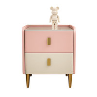 Mesita de Noche de Madera Maciza y Piedra Sinterizada, Gabinete de Almacenamiento Azul Marino Moderno Minimalista de Lujo Italiano para Dormitorio