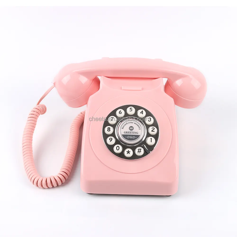 Pink antique style wedding blessing recording phone factory audio guest book phone wedding decoration