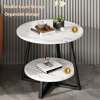 Table basse moderne minimaliste à double niveau avec étagère de rangement, cadre en bois, petite table d'appoint pour salon, chambre, meubles de maison