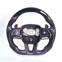 Volant sport en fibre de carbone forgée LED modifié pour Dodge Challenger, assemblage en cuir perforé velours, ajustement personnalisé TUONI