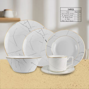 Vente en gros d'usine de bols, d'assiettes, de tasses et de services de table en porcelaine osseuse en <span class=keywords><strong>marbre</strong></span> blanc pour les restaurants, les hôtels et les fêtes. - Product Image 2