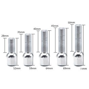 Tornillo de tuerca de acero de aleación de <span class=keywords><strong>rueda</strong></span> de coche para Benz <span class=keywords><strong>Volkswagen</strong></span> Audi A1 A2 A3 A4 M14x1.5 longitud de rosca 28/35/40/45/50mm - Product Image 1