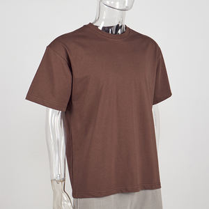 TKAN90เสื้อยืดผ้าฝ้ายผู้ชายโอเวอร์ไซส์ผ้าถักแขนสั้นพอดีตัวไซส์ผ้าถัก260กรัมเสื้อสตรีทแวร์เสื้อเปล่าผลิตตามสั่ง - Product Image 2