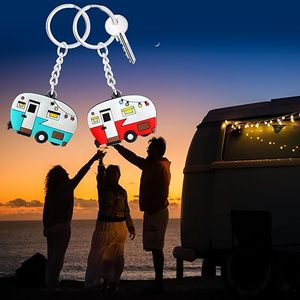 Camping Gift RV Camper Keychain Set Happy Camper <b>Keyring</b> for Men Women Couples Travel Trailer Accessories Outdoor Jewelry RTS - Product Image 3