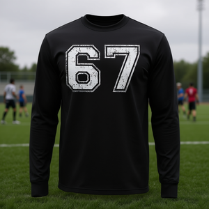 Number 67 T-shirt unisexe à manches longues et col rond pour adultes, style vintage, pour équipe sportive - Product Image 3