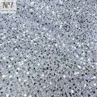 Tissu brodé Nanyee Textile de haute qualité, poids moyen, brillant, avec paillettes Lurex argentées, pour chaussures de mariage et décoration