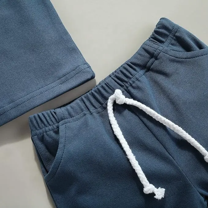 Conjunto de 2 peças de roupas infantis de verão para meninos, regatas sem mangas para praia, shorts e regatas infantis personalizadas