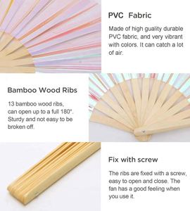 Exclusive Lucid Warrior Fluid Fantasy Iridescent Festival PVC Custom Bamboo Hand Fan - Product Image 3