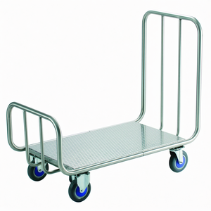 Carrello Utilitario in Acciaio Inox 470 con Ruote Blu e Telaio in Metallo per Uso Industriale - Product Image 2