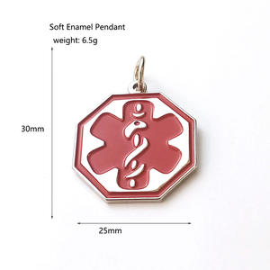 Custom Service Tier Haustier Tag Rot-Weiß Doppelseitige Metall führung Hunde platte Charm Halskette Medical Alert Symbol Clip Ring Halsband - Product Image 3