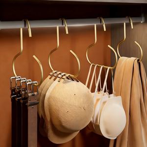 Glossy <span class=keywords><strong>Metal</strong></span> <span class=keywords><strong>Scarf</strong></span> Hat Organizer mit rutsch festem Gürtel Rack Tie Hanging Hook Baseball Cap Ring Kleiderbügel Platzsparend für den Balkon gebrauch - Product Image 5
