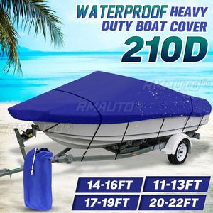 Bâche de protection robuste 210D pour bateau de 11 à 22 pieds, remorquable, pour bateau à coque en V, bateau rapide, bateau de pêche, bateau de ski nautique, imperméable, anti-poussière, anti-UV - Product Image 1