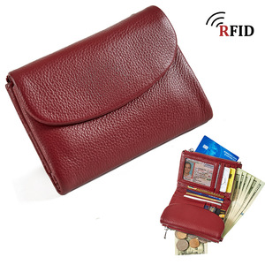 New Tumble Genuine Leather RFID Wallet Short Fashion Women Soft Texture <b>Clutch</b> Large Capacity Storage Bag Coin Purse - Product Image 6