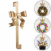 D&D YH26024 Couronne de Noël en fer doré avec crochet de porte, décoration suspendue pour porte d'entrée, décorations de fête pour la maison, sans installation
