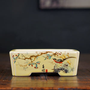 Vaso di Bonsai rettangolare fatto <span class=keywords><strong>a</strong></span> mano in ceramica eco-friendly con processo adesivo per cottura ad alta temperatura - Product Image 4