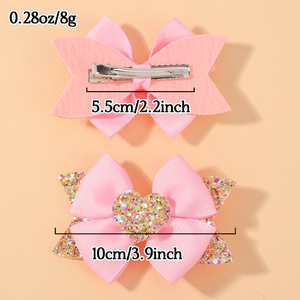 Jepit Rambut TREETIP Logo Kustom Kristal Glitter Kartun Hati Pita Grosgrain untuk Anak Perempuan, Jepit Buaya Balita, Rambut Berkilau Manis - Product Image 2