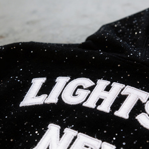 Sweat à capuche zippé streetwear de créateur en coton 100% effet vieilli, <span class=keywords><strong>noir</strong></span>, coupe oversize, épais, brodé de strass - Product Image 4