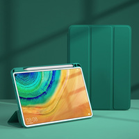 Casing Tablet Lipat Tiga Bahan TPU Lembut Anti Benturan dengan Tempat Pulpen, Penutup Folio Silikon Magnetik untuk Huawei MatePad 11 Xiaomi 5 Pro