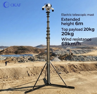 Mât télescopique motorisé de 6 m avec trépied pour antenne, tour de télécommunication électrique