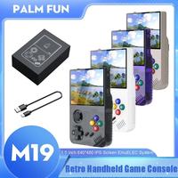 Upgrade M19 konsol Game genggam, konsol Game portabel CPU Quad Core 64GB 128GB 30000 Gratis Game untuk PSP/PS1/MAME 16/32/128 Bit