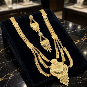 Wholesale 14K 18K 24K Micro Gold Floral Design Rani Haar Necklaces Set Indian Wedding Jewelry Set Fashion Brass Gold Jewelry Set - Product Image 2