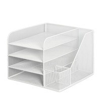 Organisateur de bureau en métal à plusieurs niveaux avec bords inclinés, support de livres, porte-documents simple en fer forgé, fabriqué en Chine