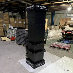 Présentoir rotatif à 360° sur pied en fer à 4 faces pour magasin de détail, avec étagère de rangement suspendue - Product Image 2