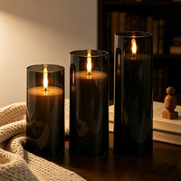 Bougie décorative LED électronique à piles avec télécommande, impression personnalisée, forme pilier en acrylique, simulation de flamme vacillante