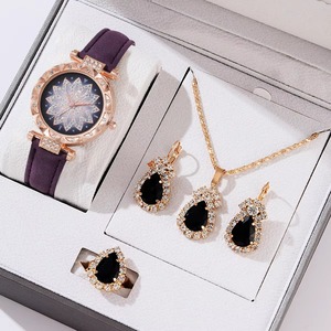 Reloj de Pulsera de Cuero de Lujo Drioshipping, Reloj de Cuarzo para Mujer, Juego de Anillo, Collar, Aretes y Pulsera de Mariposa para Mujer - Product Image 6