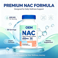 Capsule végétalienne NAC à marque privée 600 mg par portion 30 capsules en vrac Service OEM ODM