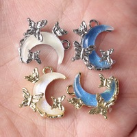 Pendentif lune incrusté de résine d'alliage simple breloques collier à faire soi-même bracelet et autres accessoires