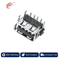 Connecteur USB 3.0 Femelle Direct Usine, Contact Cuivre DIP Court, Sans Bords Courbés, Connecteur PCB LCP Plaqué Or, Emballage en Bande, Conforme RoHS