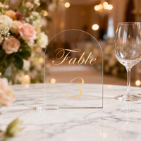 Numéros de table en acrylique transparent personnalisés Gaojian, panneaux arqués, cartes de table personnalisées pour la réception de mariage, décorations d'hôtel