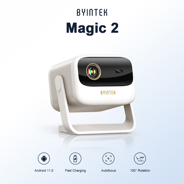 BYINTEK U90 Smart Projector Real 350 ANSI 4K 20800mAh Battery Integrated Gimbal Stand Android 11 OS Home Outdoor Cinema Beamer