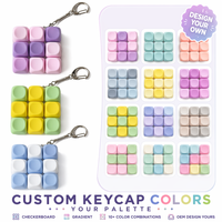 Custom Mechanical Keycap Keychain Fidget Toy 3x3 Grid Press Pop ASMR Clicker Desk Stress Relief Bag Charm OEM Logo Color Design