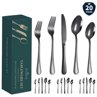 Offre Spéciale Couteau à steak en acier inoxydable 1010 Fourchette et cuillère 20 pièces Design européen Cadeaux d'affaires Coffret cadeau Ensemble de couverts