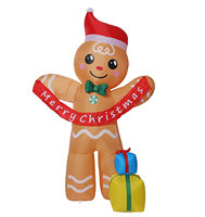 Décoration de pelouse de Noël gonflable de 8 pieds, bonhomme en pain d'épices avec boîte cadeau, gonflables de Noël, bonhomme en pain d'épices gonflable avec lumières LED